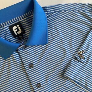 FootJoy Polo Men L Striped Pelican Golf Club Performance Stretch Shirt